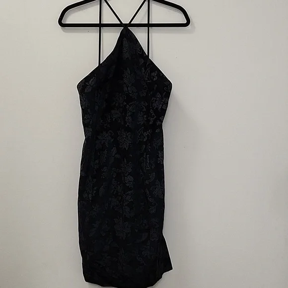 NWT Rag & Bone Retro Floral fara velvet black Halter Slit dress Size 6 - Picture 9 of 16